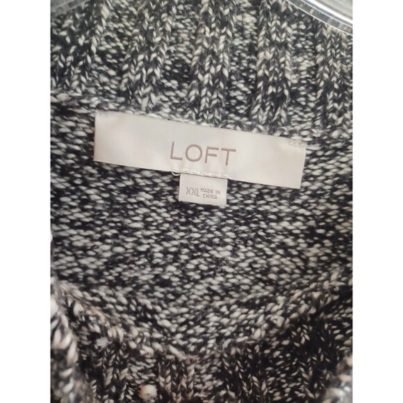 LOFT polar bear black white marled mockneck sweater XXL plus winter holiday Xmas - Picture 2 of 8